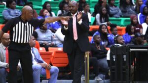 FAMU Head Coach Robert McCullum applauding his team's effort during the game, Photo Courtesy: FAMU Athletics